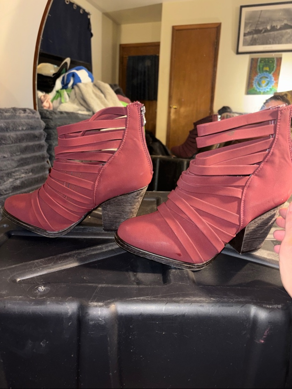 Strappy Ankle Bootie in Raspberry - Picture 6 of 7